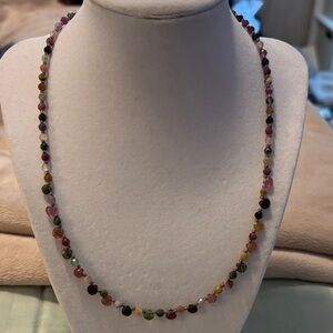 Watermelon Tourmaline  Beaded Necklace